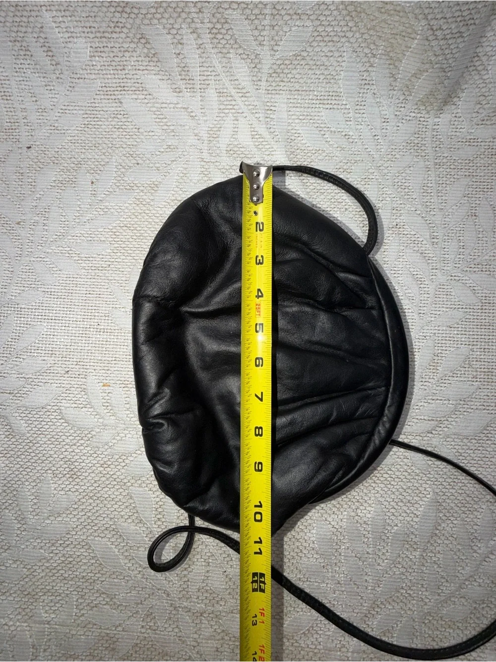 Black Gathered Leather Shoulder Bag with Gold & Silver Accents